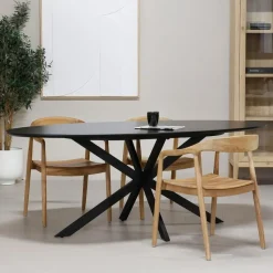 Eettafel Zwart Ovaal Melamine - 200x100x75cm - 4-6 Personen - Jax