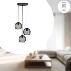 EGLO Almanzora Hanglamp - E27 - Ø 46.5 cm - Staal - Zwart/Koper