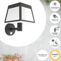 EGLO Altilia Solar Wandlamp - LED - 20 cm - Zwart/Wit