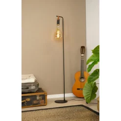 EGLO Apricale Staande lamp - E27 - Leer - Zwart/Bruin