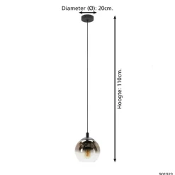 EGLO Ariscani 1 Hanglamp - E27 - Ø 20 cm - Koperglas - Zwart