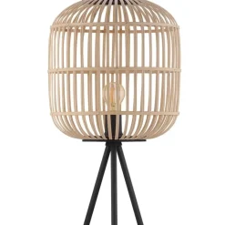 EGLO Bordesley Vloerlamp - E27 - 139 cm - Zwart/Natuur