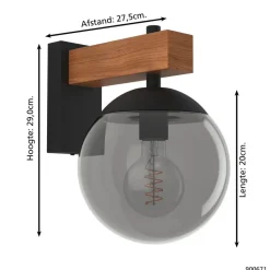 EGLO Bufalata Wandlamp - buitenverlichting - E27 - Zwart, bruin