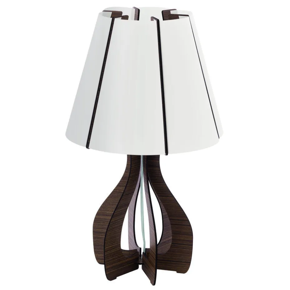 EGLO Cossano Tafellamp - E27 - Kunststof/Hout - Wit/Bruin