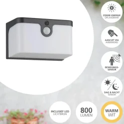 EGLO Croara Solar Wandlamp - LED - 15 cm - Antraciet/Wit