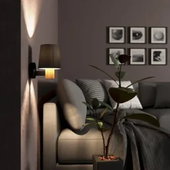 EGLO Edale Wandlamp - E27 - 15 cm - Zwart/Bruin