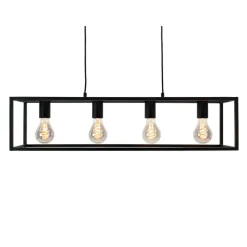 EGLO Eldrick Hanglamp - 4xE27 - 85 cm - industrieel - Staal - Zwart