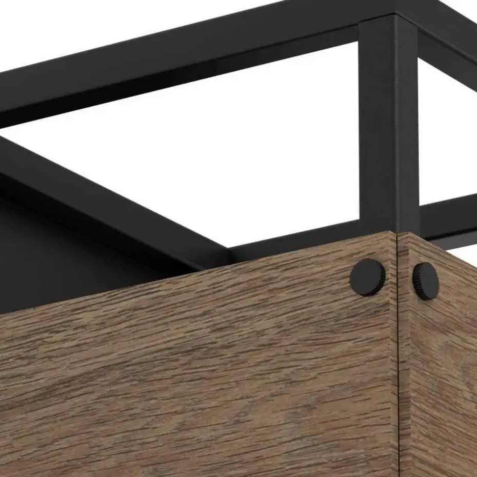 EGLO Evesham Wandlamp - E27 - 24 cm - Zwart/Bruin - Hout