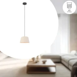 EGLO Febres Hanglamp - E27 - teddy stof - Zwart/Wit