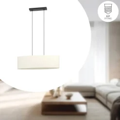 EGLO Febres Hanglamp - E27 - teddy stof - Zwart/Wit