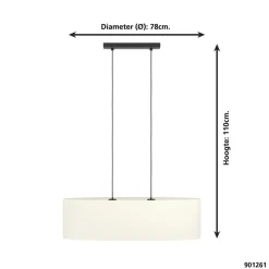 EGLO Febres Hanglamp - E27 - teddy stof - Zwart/Wit