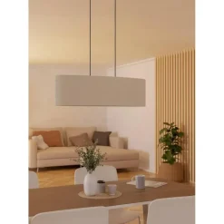 EGLO Febres Hanglamp - E27 - teddy stof - Zwart/Wit