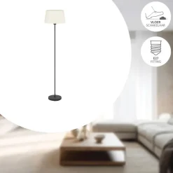 EGLO Febres Staande lamp - E27 - teddy stof - Zwart/Wit