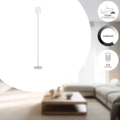 EGLO Fiorana Vloerlamp - E14 - Hoogte 140,5 cm - Zandkleur/Wit