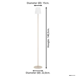 EGLO Fiorana Vloerlamp - E14 - Hoogte 140,5 cm - Zandkleur/Wit
