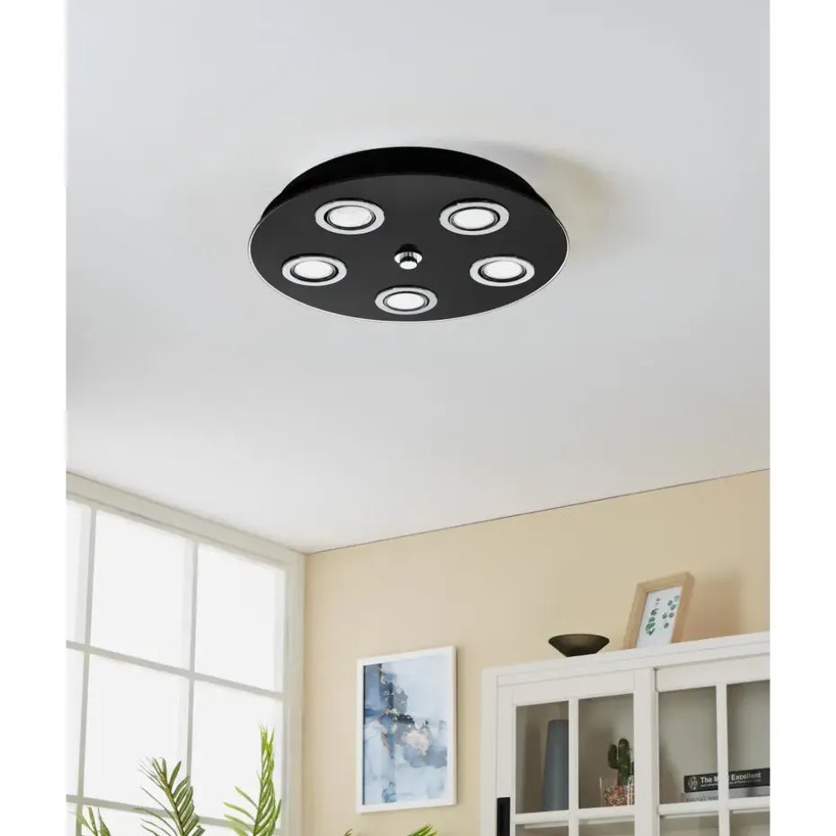 EGLO Grattino Plafonnière - GU10 - Glas - Zwart