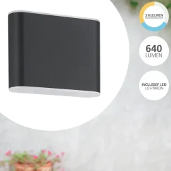 EGLO Grutti Wandlamp - LED - 11,5 cm - Antraciet