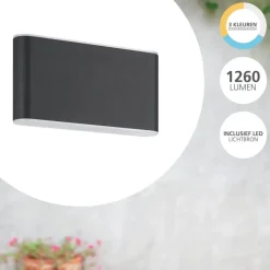 EGLO Grutti Wandlamp - LED - 17,5 cm - Antraciet