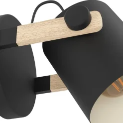 EGLO Hornwood Wandlamp - 1 lichts - Ø17cm. - E27 - Hout/zwart