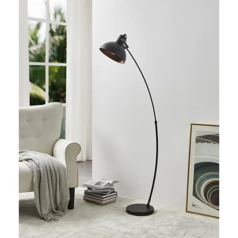 EGLO Jaafra Vloerlamp - E27 - 158 cm - Zwart/Koper