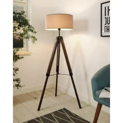 EGLO Lantada Vloerlamp - E27 - 143 cm - Noten/Taupe