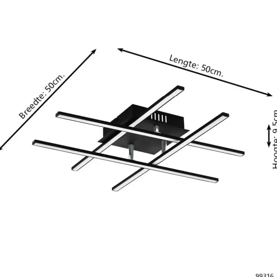 EGLO Lasana 3 Wandlamp/Plafondlamp - LED - 50 cm - Zwart/Wit