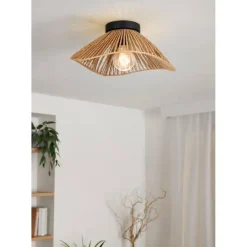 EGLO Lavister Plafonnière - E27 - Papier/Staal - Zwart/Bruin