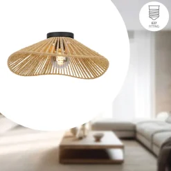 EGLO Lavister Plafonnière - E27 - Papier/Staal - Zwart/Bruin