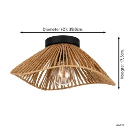 EGLO Lavister Plafonnière - E27 - Papier/Staal - Zwart/Bruin