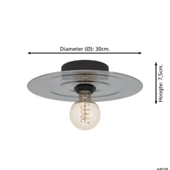 EGLO Lintmill Plafondlamp - Wandlamp - E27 - Ø 30 cm - Zwart/Grijs