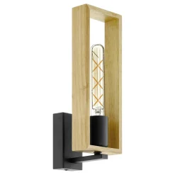 EGLO Littleton Wandlamp - E27 - 11 cm - Zwart/Bruin