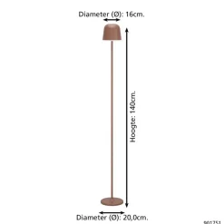 EGLO Mannera-L Staande lamp - USB-C - H 140 cm - Roestbruin