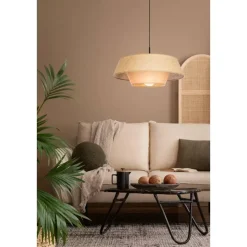 EGLO Marford Hanglamp - E27 - Ø 50 cm - Zwart/Natuur/Raffia
