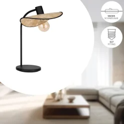 EGLO Marywell Tafellamp - E27 - Hout - Zwart/Bruin