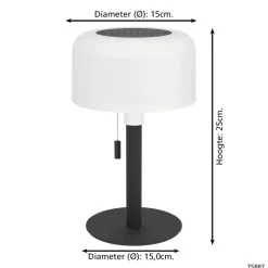 EGLO Montapalma Tafellamp buiten - LED - Zwart, Wit