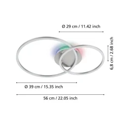 EGLO Palmaves 3 Plafonnière - LED - 55 cm - Zilvergrijs