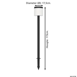 EGLO Pantete Solar Priklamp - LED - 115 cm - Zwart/Wit