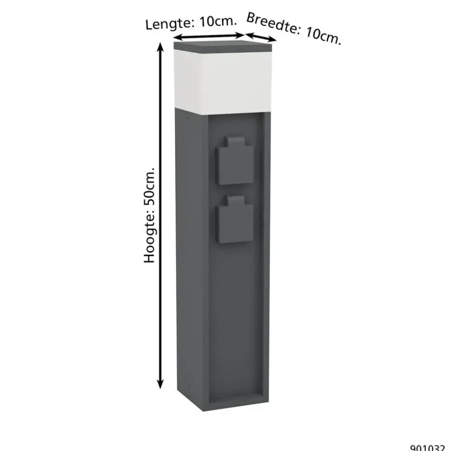 EGLO Park5 Stopcontact Zuil Buiten - E27 - 50 cm - Antraciet/Wit