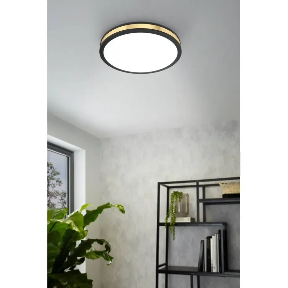 EGLO Pescaito Plafond- en Wandlamp - LED - Ø 28 cm - Zwart/Wit/Goud