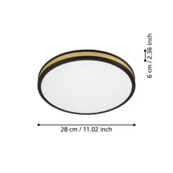 EGLO Pescaito Plafond- en Wandlamp - LED - Ø 28 cm - Zwart/Wit/Goud