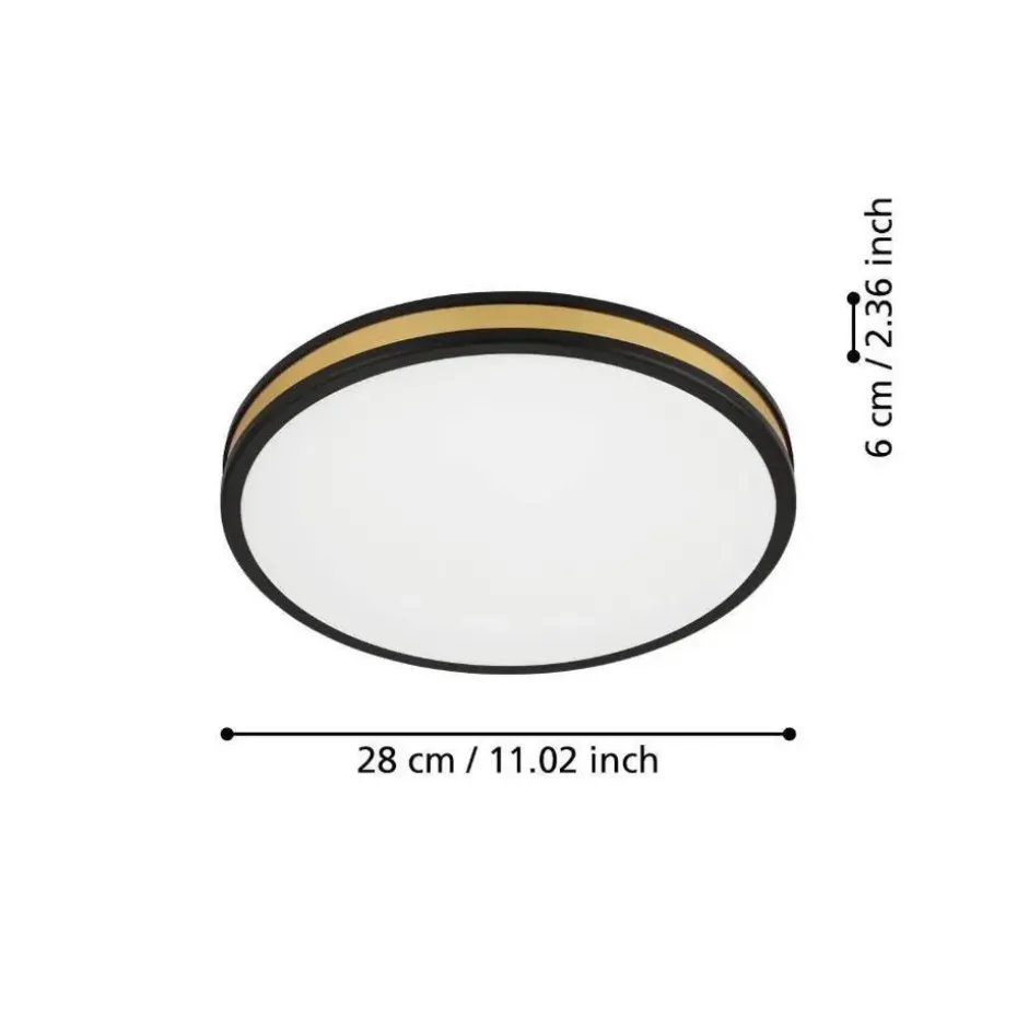 EGLO Pescaito Plafond- en Wandlamp - LED - Ø 28 cm - Zwart/Wit/Goud