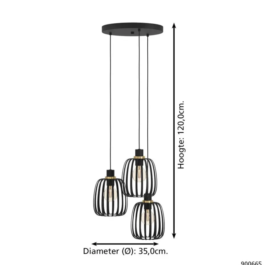 EGLO Pocicas Hanglamp - E27 - Ø 35 cm - Zwart/Goud
