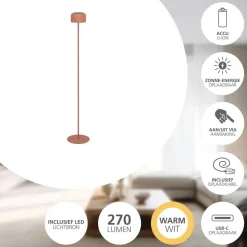 EGLO Roccanova-L Vloerlamp - Solar - 120 cm - Oranje - Oplaadbaar