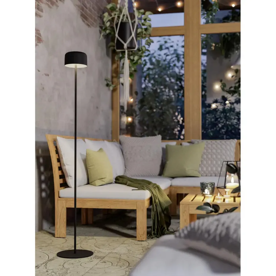 EGLO Roccanova-L Vloerlamp - Solar - 120 cm - Zwart - Oplaadbaar
