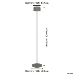 EGLO Roccanova-L Vloerlamp - Solar - 120 cm - Groen - Oplaadbaar