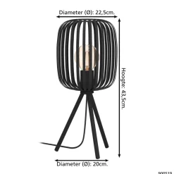EGLO Romazzina Tafellamp - E27 - Ø 20 cm - Zwart