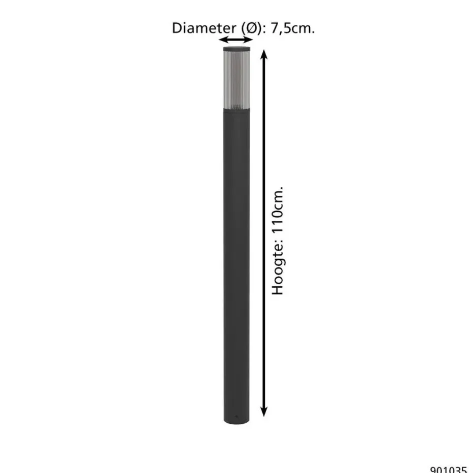 EGLO Salle Sokkellamp - E27 - 110 cm - Smoke - Zwart
