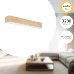 EGLO Sania 6 Wandlamp - LED - 62 cm - Bruin/Wit