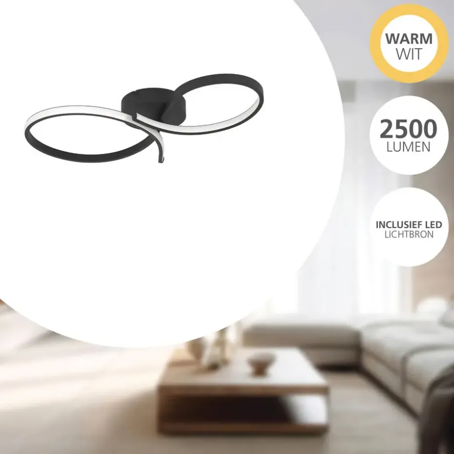 EGLO Serpins Plafondlamp - LED - 60 cm - Zwart/Wit