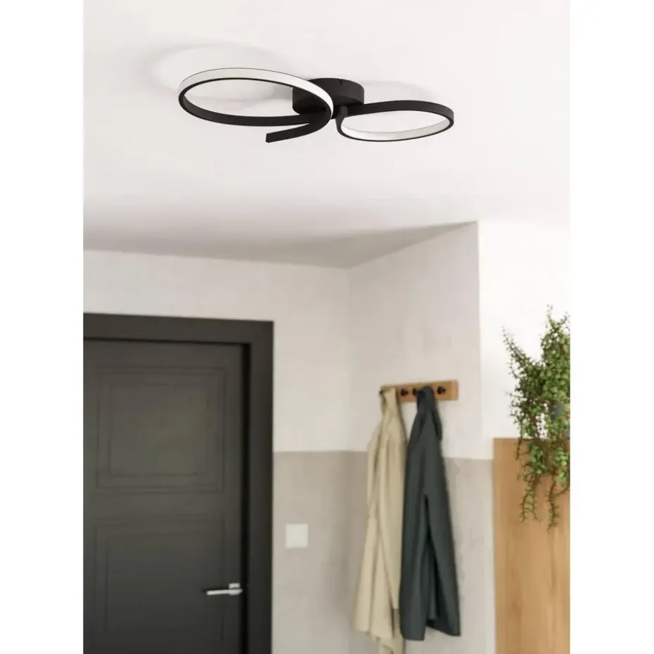 EGLO Serpins Plafondlamp - LED - 60 cm - Zwart/Wit